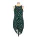 BP. Cocktail Dress - Sheath High Neck Sleeveless: Green Print Dresses - Women's Size Large