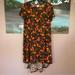 Lularoe Dresses | Lularoe Floral Novelty Print Fall Inspired Midi Dress | Carly Style | Color: Blue/Orange | Size: S