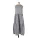 Ann Taylor Casual Dress - Midi: Gray Checkered/Gingham Dresses - Women's Size X-Small Petite