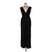 Lulus Cocktail Dress - Midi V-Neck Sleeveless: Black Print Dresses - Women's Size X-Large
