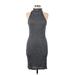 Topshop Casual Dress - Bodycon High Neck Sleeveless: Gray Print Dresses - Women's Size 8