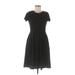 Oxiuli Fashion Casual Dress - A-Line Crew Neck Short sleeves: Black Print Dresses - Women's Size Small