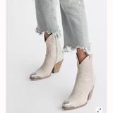 Free People Shoes | Free People Bone White Side Zipper Brayden Western Ankle Boots 38/8 Size Nwt | Color: Cream/White | Size: 8