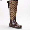 Coach Shoes | Coach Tristee Logo Lace Up Brown Tan Rain Boots 10 | Color: Brown/Tan | Size: 10