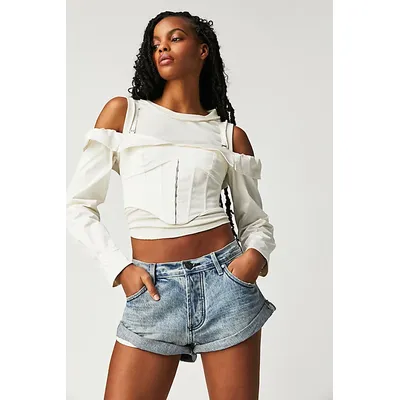 OneTeapsoon Bandits Low-Waist Denim Shorts by OneTeaspoon at Free People in Salty Dog, Size: 33