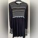 Free People Dresses | Free People Black Crepe Smocked & Embroidered Dress Sz Xs | Color: Black | Size: Xs