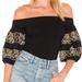 Free People Tops | Free People Rock With It Off The Shoulder Top Black Yellow Size Small | Color: Black/Yellow | Size: S