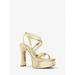 Michael Kors Shoes | Michael Kors Paola Metallic Snake Embossed Leather Platform Sandal 7.5 | Color: Gold | Size: 7.5