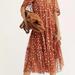 Free People Dresses | Free People Nwt Size Small Floral Tiered Midi Dress New | Color: Orange/Red | Size: S