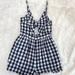 American Eagle Outfitters Pants & Jumpsuits | American Eagle Outfitters Gingham Check Navy Short Cut Out Romper Size Small | Color: Blue/White | Size: S