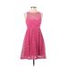 Nanette Lepore Casual Dress - Mini Crew Neck Sleeveless: Pink Print Dresses - Women's Size 2