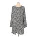 Gap Casual Dress - Shift Crew Neck Long sleeves: Black Print Dresses - Women's Size Large