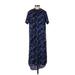 Banana Republic Casual Dress - Midi High Neck Short sleeves: Blue Floral Dresses - Women's Size Small