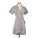 Fashion Classics Casual Dress - Mini V Neck Short sleeves: Gray Dresses - Women's Size Medium