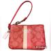 Coach Bags | Coach~Pink Mini Skinny Heritage Signature Striped Wristlet Chrome Hardware | Color: Cream/Pink | Size: Os