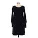 Anthropologie Casual Dress - Sweater Dress Crew Neck Long Sleeve: Black Dresses - Women's Size X-Small Petite