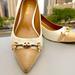 Coach Shoes | Coach Lauri Mat Calf Textured Snakeskin Kitten Heel Pumps Cream/Beechwood Sz 8 B | Color: Cream/Tan | Size: 8 B