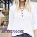 Anthropologie Tops | Anthropologie Cloth & Stone White Lace Up Crinkle Top | Color: White | Size: M