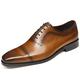 Ninepointninetynine Oxford Dress Shoes for Men Lace Up Brogue Square Toe Derby Shoes Burnished Leather Slip Resistant Rubber Sole Anti-Slip Business (Color : Brown, Size : 7 UK)