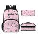Howilath Cute Panda Print Backpack Set for Kids Girls Waterproof Durable Rucksack with Foldable Lunch Bag Portable Pencil Case 3 Pieces