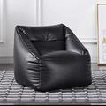 SXBCyan Bean Bag Chair Leather Bean Bag Cover Faux Leather Pouf Ottoman No Filler Kids Adults Beanbag Chair Lazy Armchair Couch Living Room Furniture (Color : Black, Size : Adults-W80cm-cover)