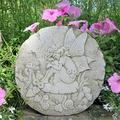 Four Seasons Liverpool Garden Hanging Plaque Fairy on Mushroom Flowers and foliage Round Grey Stone