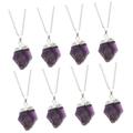 FOMIYES 8 Pcs Rose Quartz Pendant Necklace Irregular Amethyst Necklace Rosary Necklace Healing Pendant Healing Crystal Necklace Rough Stone Pendant Elegant Necklace Delicate Jewelry Purple