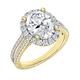 ALLORYA IGI Certified 3.20 Carat Oval & Round Lab Grown White Diamond Halo Engagement Ring in 14K Solid Yellow Gold, Size 9