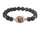 HAvern Bracelets for Men Women Stone Bracelet Vintage Reiki 7 Charm Lava Stone Bead Inlaid Tiger Eye Stone Black Adjustable Bracelets Unisex Birthday Party Gift