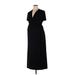 Ingrid + Isabel Casual Dress - Midi V Neck Short sleeves: Black Solid Dresses - Women's Size X-Large Maternity