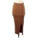 Zara Casual Midi Skirt Calf Length: Brown Stripes Bottoms - Women's Size Small