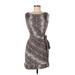 Diane von Furstenberg Casual Dress - Party: Gray Snake Print Dresses - Women's Size 10