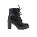 Madden Girl Ankle Boots: Combat Chunky Heel Casual Black Print Shoes - Women's Size 7 - Round Toe