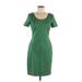 Halston Heritage Casual Dress - Sheath Scoop Neck Short sleeves: Green Solid Dresses - Women's Size 6