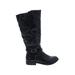 Style&Co Boots: Strappy Chunky Heel Bohemian Black Solid Shoes - Women's Size 6 - Round Toe