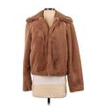 Theory Faux Fur Jacket: Short Brown Print Jackets & Outerwear - Women's Size P