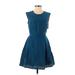 J.Crew Casual Dress - A-Line Crew Neck Sleeveless: Blue Solid Dresses - New - Women's Size 2 Petite