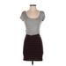 Mimi Chica Casual Dress - Mini: Gray Stripes Dresses - Women's Size X-Small