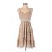 Jessica Simpson Casual Dress - Mini V Neck Sleeveless: Tan Dresses - Women's Size Small