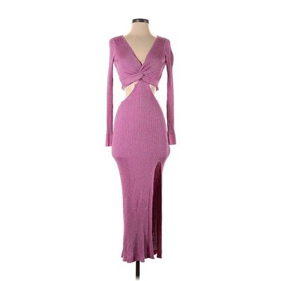 LoveShackFancy Cocktail Dress - Midi V Neck Long sleeves: Purple Dresses - New - Women's Size X-Small