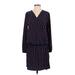 Halogen Casual Dress - Shift V Neck Long sleeves: Blue Dresses - Women's Size Small