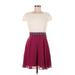 Alya Casual Dress - Mini Scoop Neck Short sleeves: Burgundy Dresses - Women's Size Medium