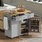 Rolling Kitchen Island with Drawer and Tower Rack, Multifunctional Kitchen Cart with Wood Drop Leaf and Adjustable Shelf