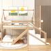 Twin Over Twin Wood House Loft or Bunk Bed with Slide & Staircase