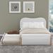 Full Berber Fleece Upholstered Platform Bed with Wood Supporting Feet and Arc-Shaped Headboard, Trundle Bed, White - Trundle Bed