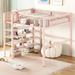 Loft Bed with 4-Tier Shelves, Metal Loft Bed Frame with a Storage Shelf and Mesh Guardrails, for Kids Teens