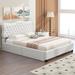 Queen PU Upholstered Platform Bed with 4 Drawers, Storage Bed, White