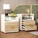 2-Drawer Nightstand, Modern Nightstands with Tempered Glasses