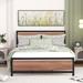 Queen Size Platform Bed, Metal and Wood Bed Frame