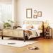 3 Pieces Rattan Full Platform Bed with 2 Rattan Nightstands, Rustic Storage Bed Frame with Headboard & Footboard